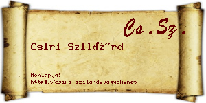 Csiri Szilárd névjegykártya
